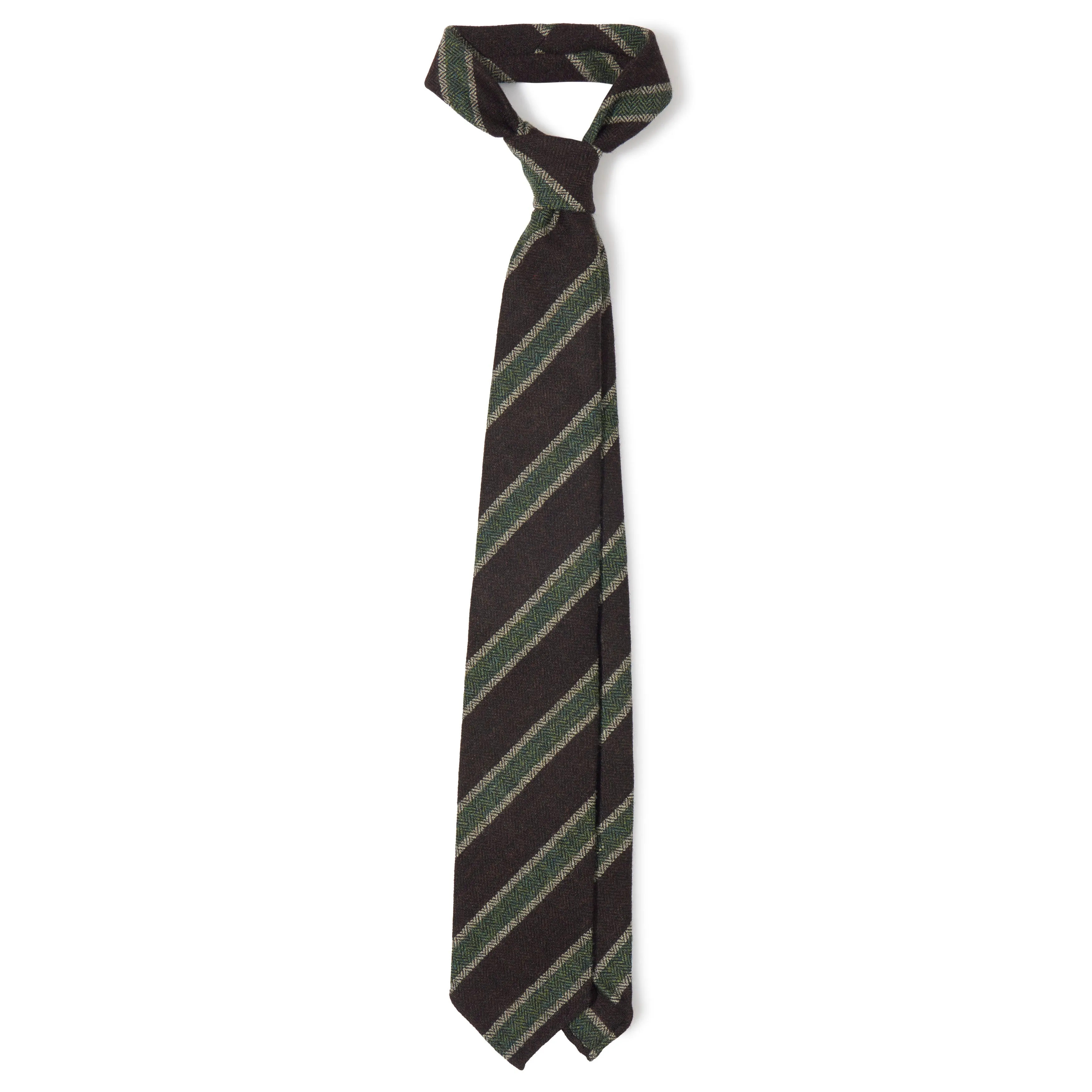 Shetland Wool Multi Stripe Herringbone Hand-rolled Tie