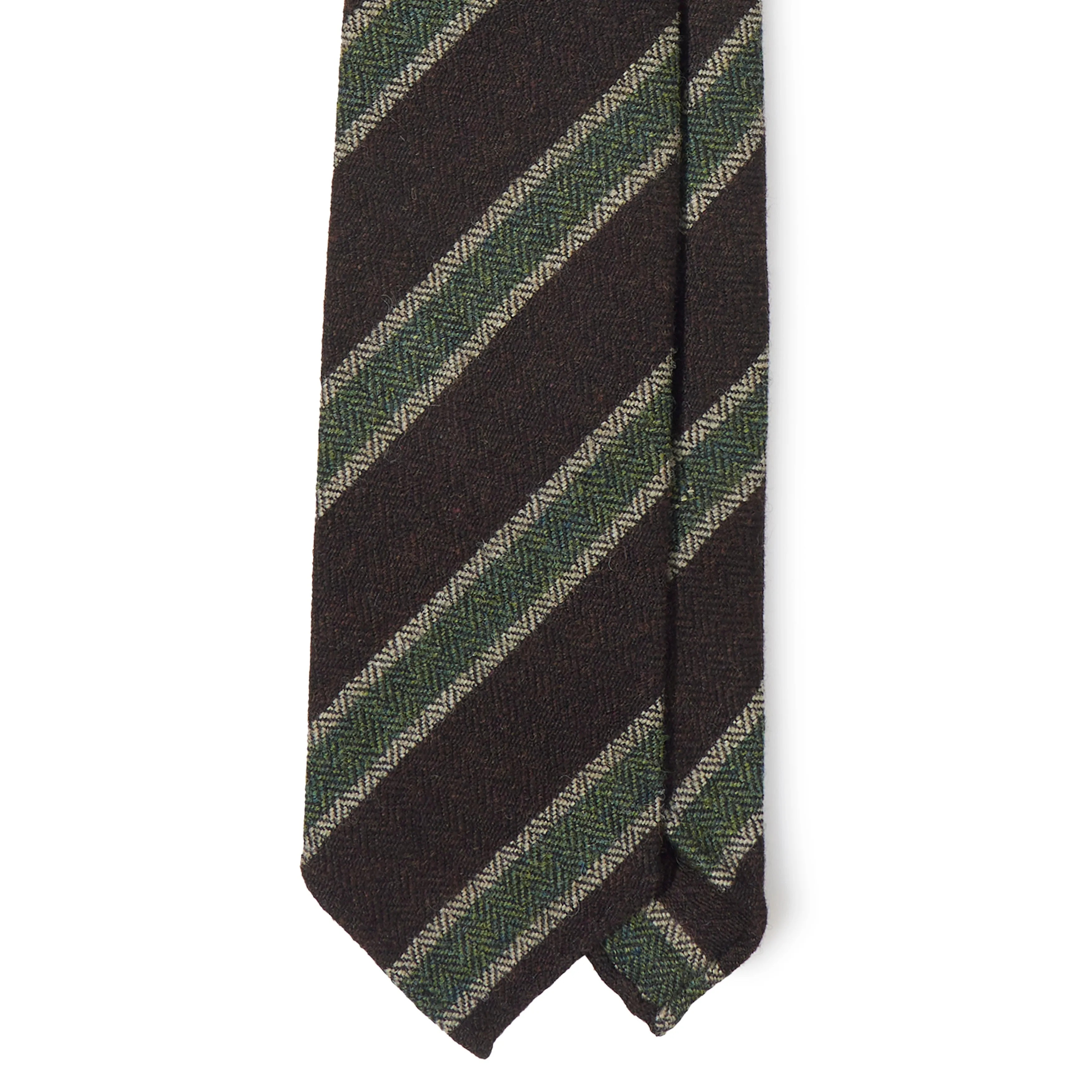 Shetland Wool Multi Stripe Herringbone Hand-rolled Tie