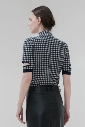 Slit Sleeve Mockneck - Gingham