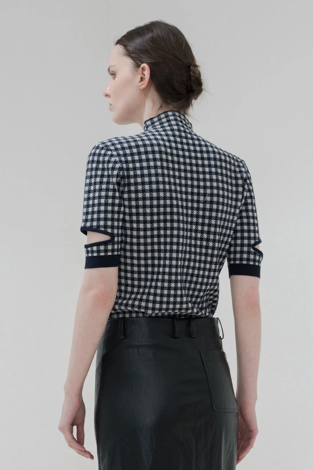 Slit Sleeve Mockneck - Gingham