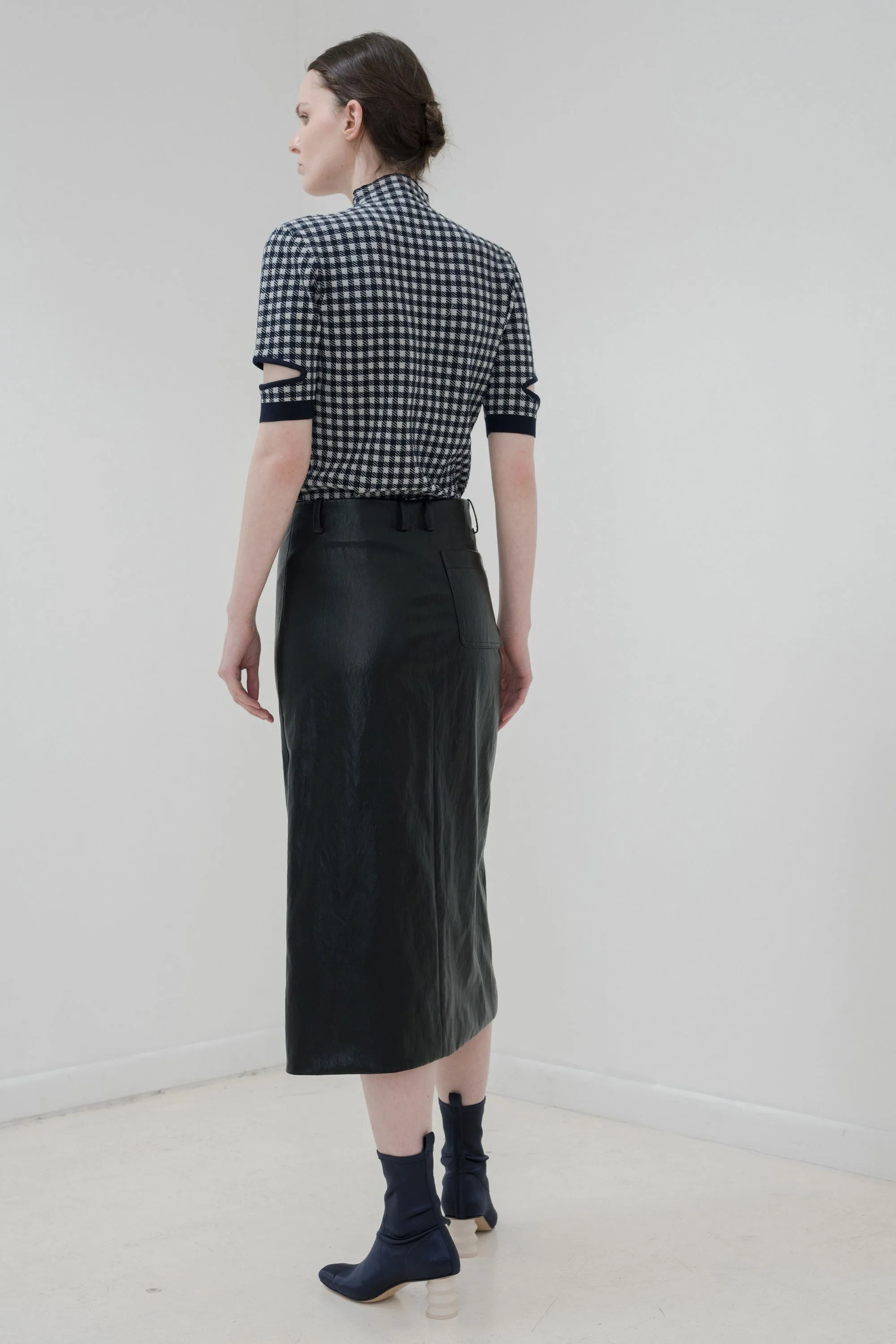 Slit Sleeve Mockneck - Gingham