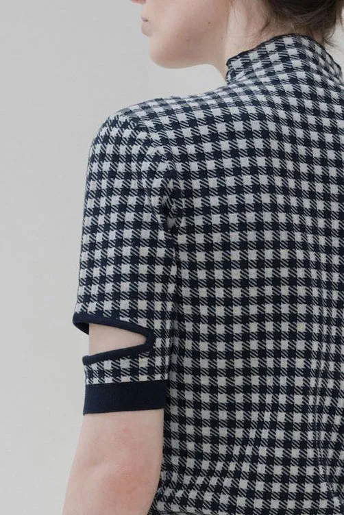 Slit Sleeve Mockneck - Gingham