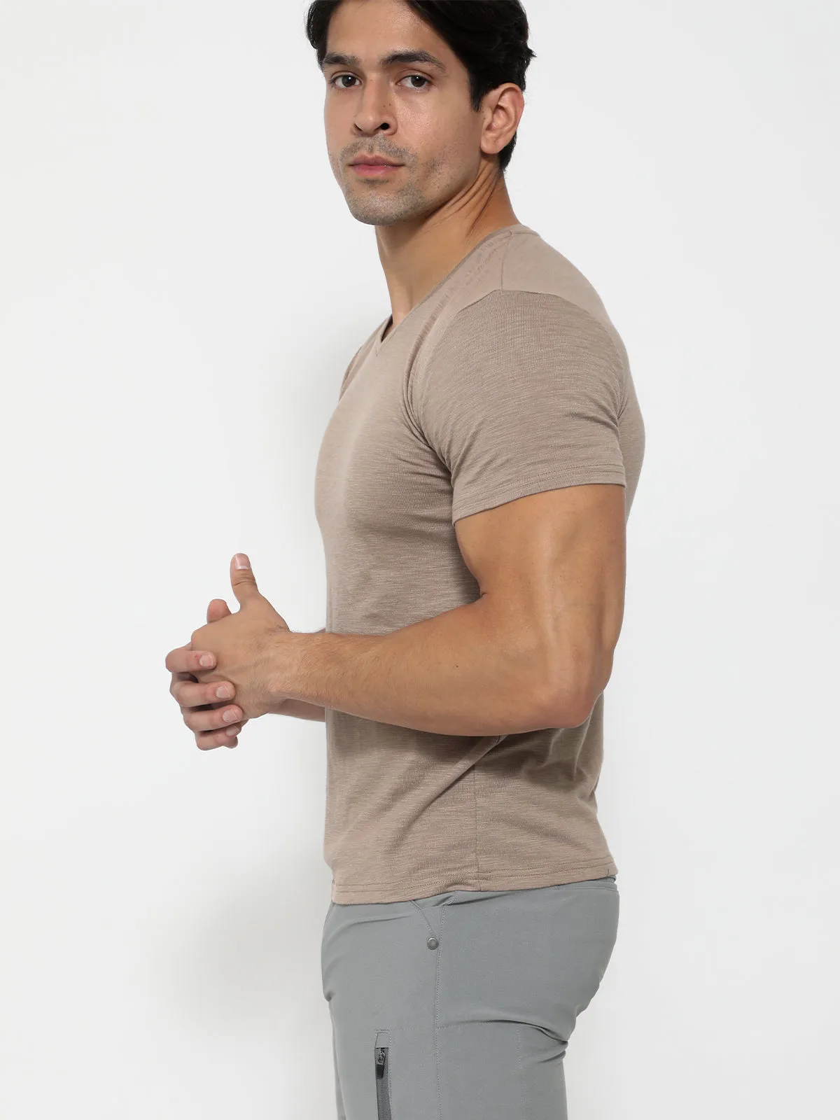 Slub V-neck T-shirt Nomad