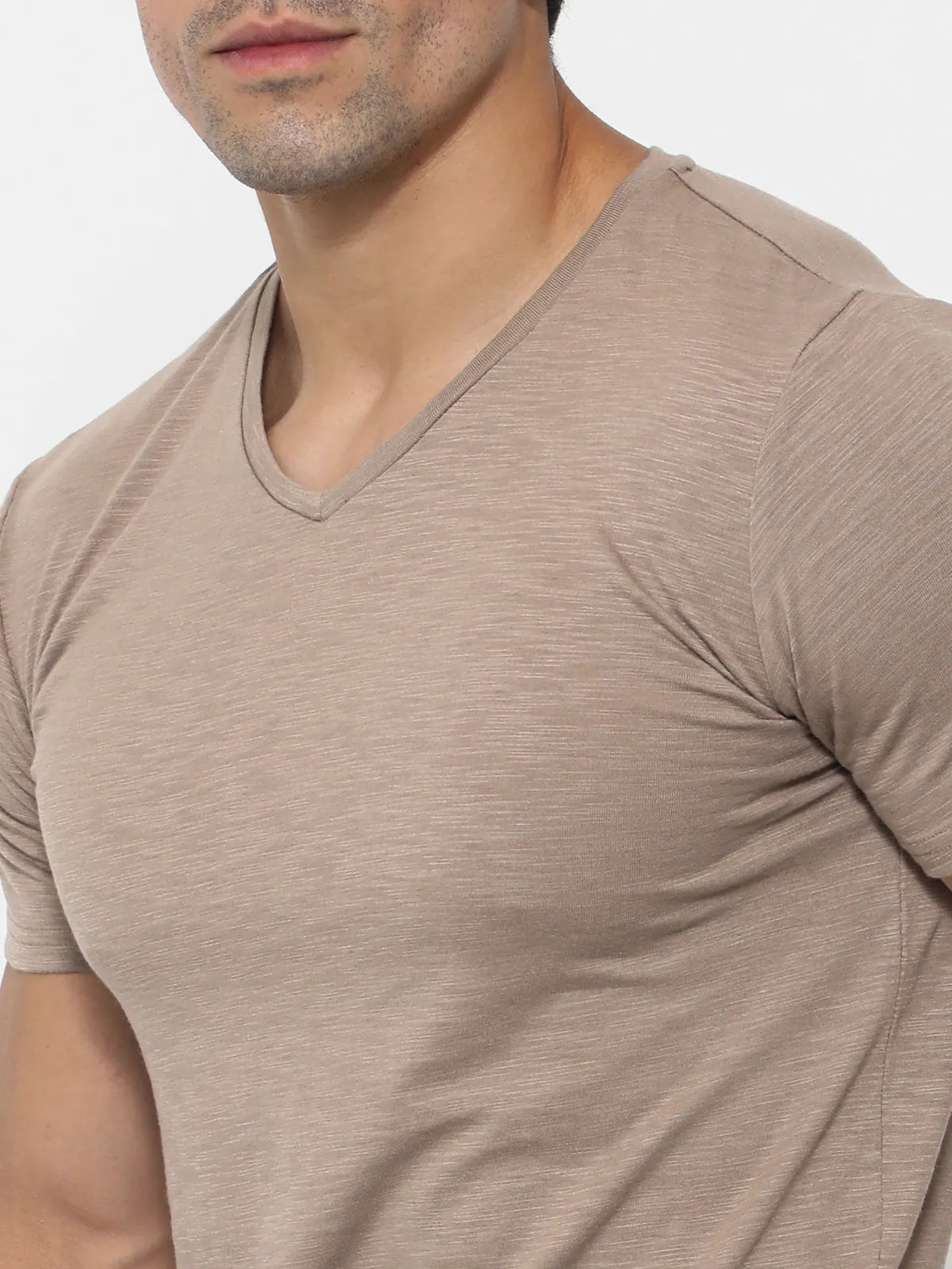 Slub V-neck T-shirt Nomad