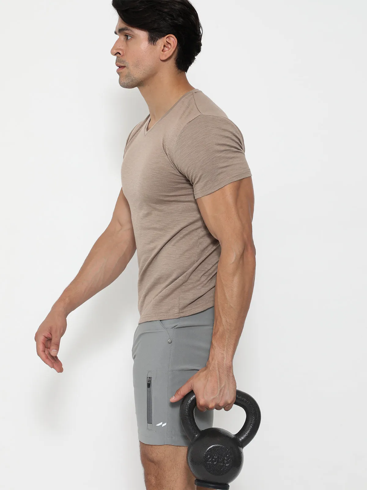 Slub V-neck T-shirt Nomad