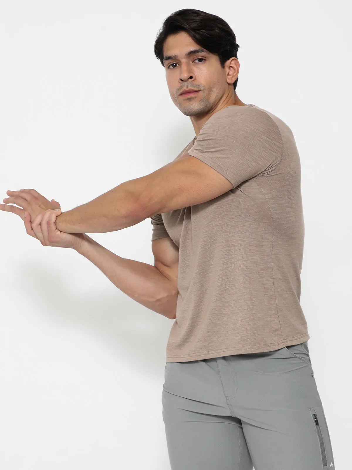 Slub V-neck T-shirt Nomad