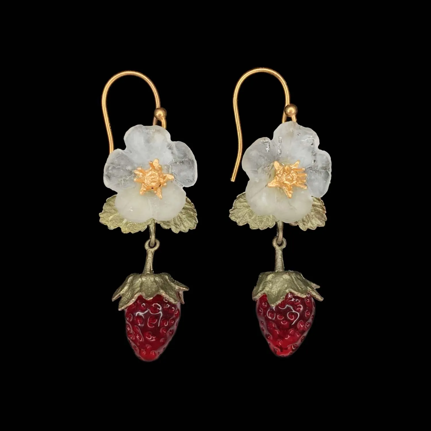 Strawberry Earrings - Flower Wire Drop