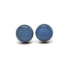 Stud Earrings, Neutral Earth Tones, 10 mm, Handmade, for Women Men Girls Stainless Steel Posts for Sensitive Ears Color Dot Studs (Blue Jean Blue)