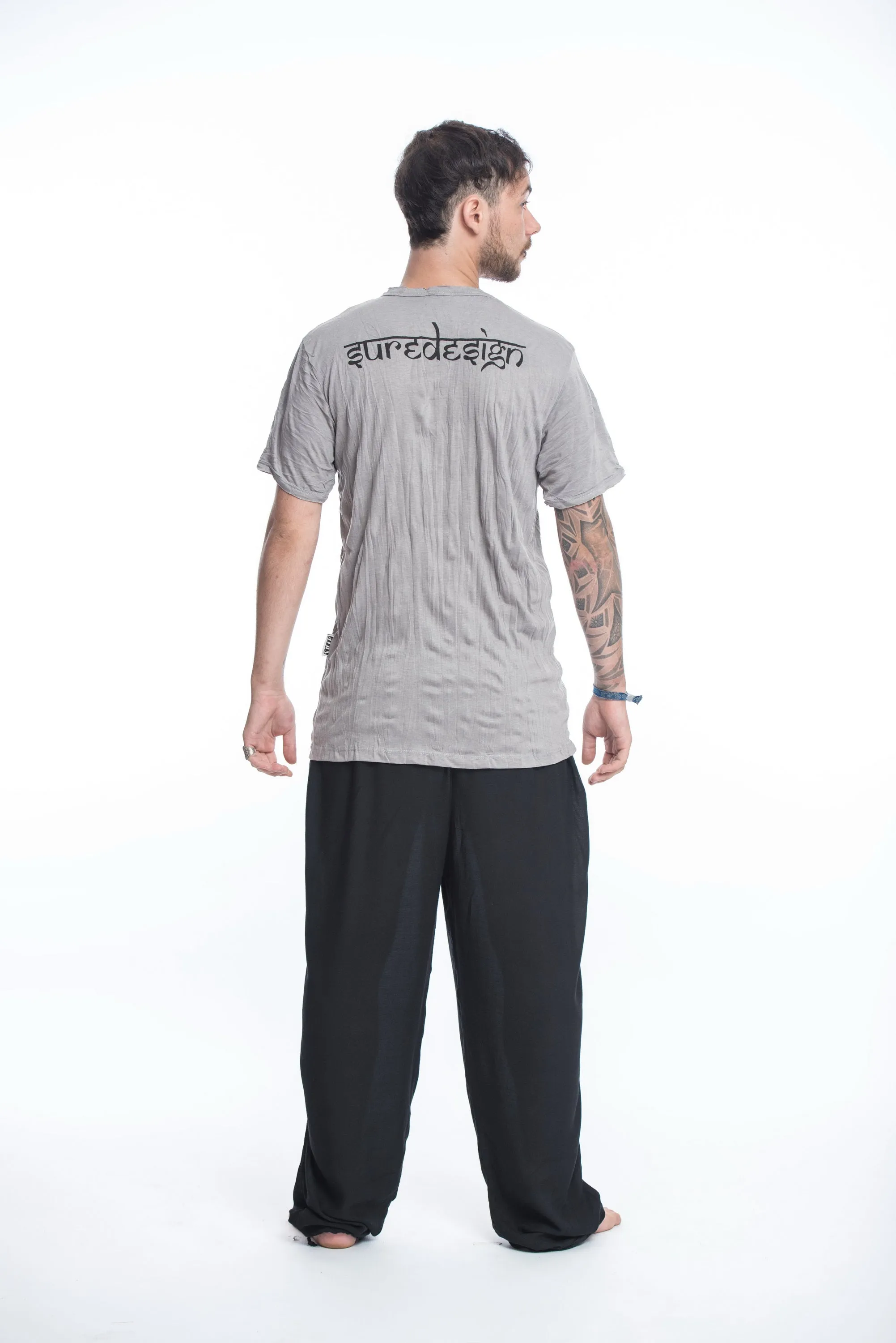 Sure Design Mens Ohm Buddha Face T-Shirt Gray