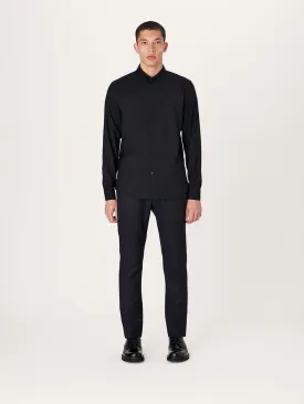 The All Day Shirt Merino Collared || Navy | Merino Poplin