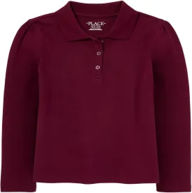 The Children's Place Girls' Long Sleeve Pique Polo