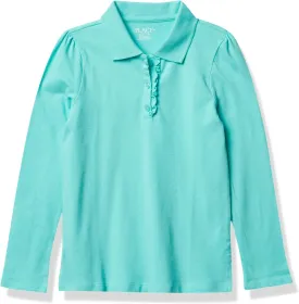 The Children's Place Girls' Long Sleeve Ruffle Pique Polo
