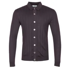 Thomas Maine Shirt Full Button Knit Through in Plum