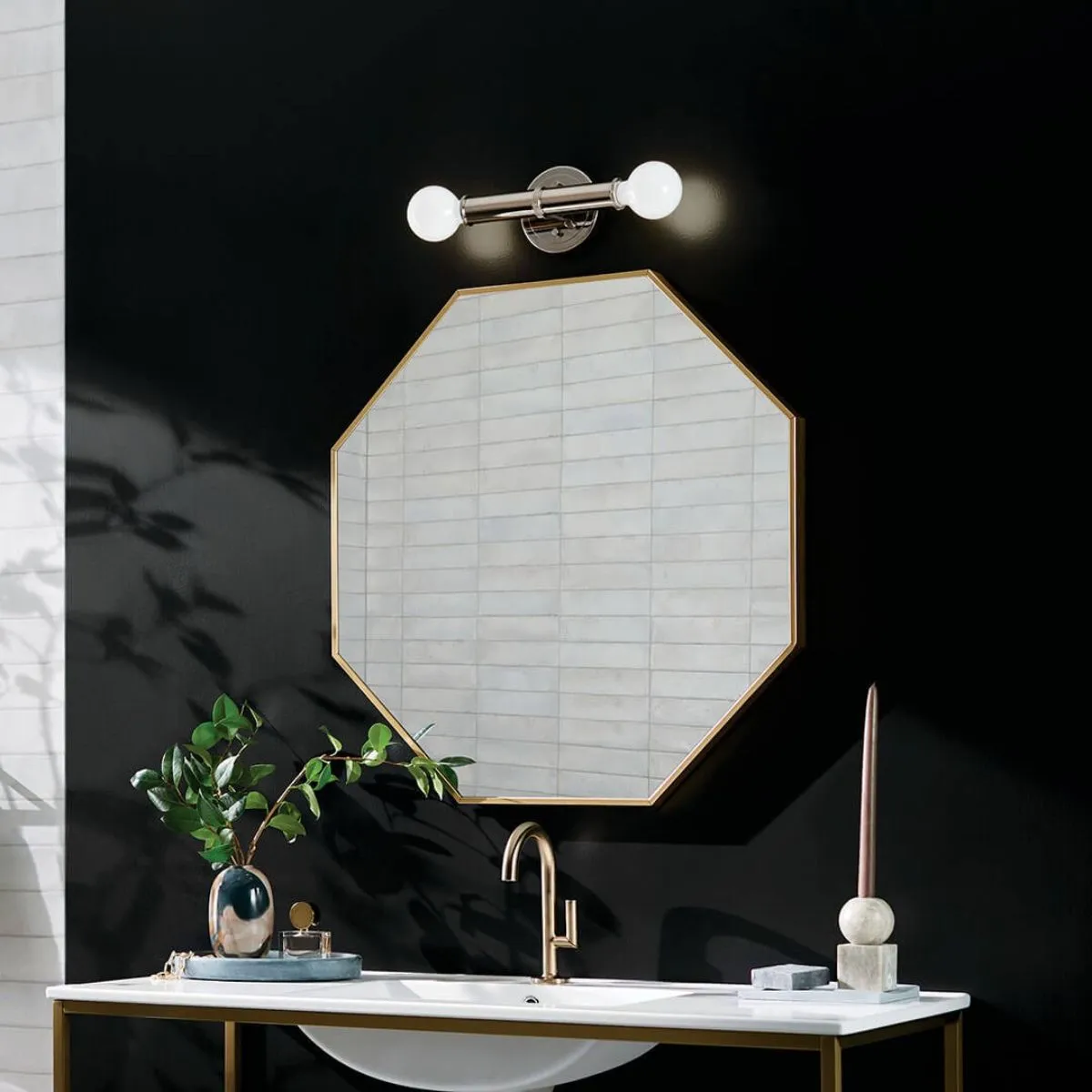 Torche 10 in. 2 Lights Wall Light Polished Nickel Finish