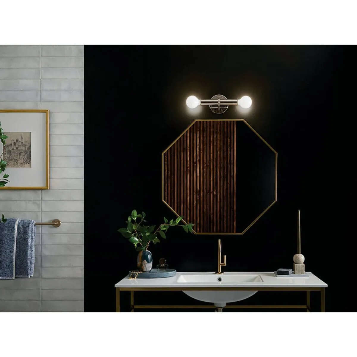 Torche 10 in. 2 Lights Wall Light Polished Nickel Finish