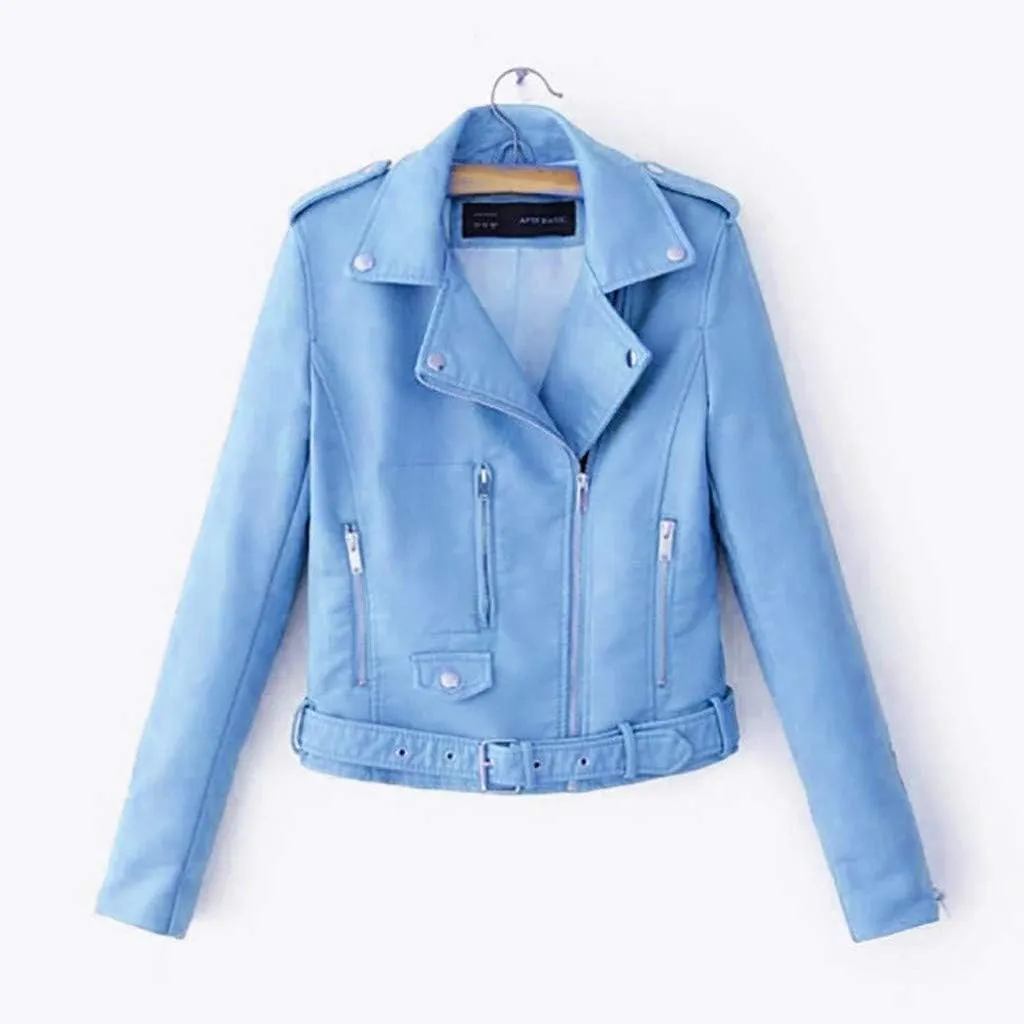 Trendy Faux Leather Moto Biker Jacket Classic Side Zipper PU Coats Outwear Plus Size