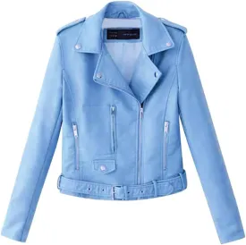 Trendy Faux Leather Moto Biker Jacket Classic Side Zipper PU Coats Outwear Plus Size