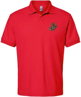 USMC EGA Eagle Anchor Globe Official Emblem Embroidered Mens Polo Shirt United States Marine Corps Licensed