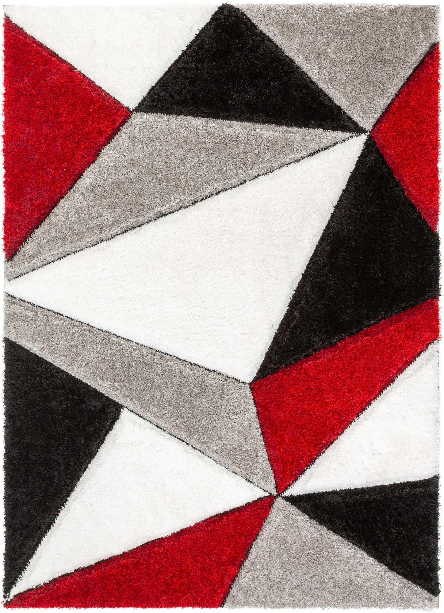 Venice Red Modern Geometric 3D Textured Shag Rug