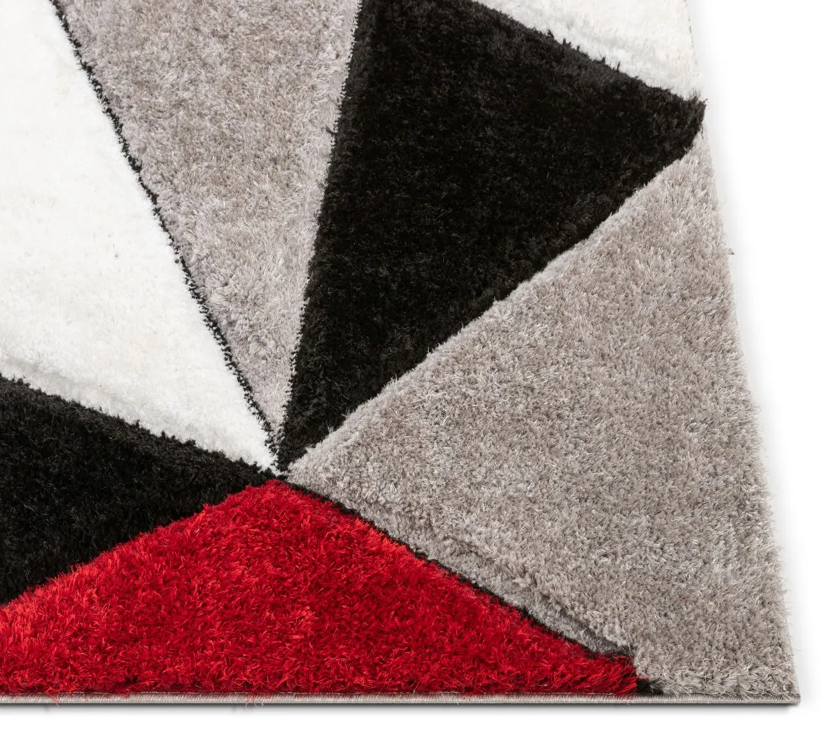Venice Red Modern Geometric 3D Textured Shag Rug