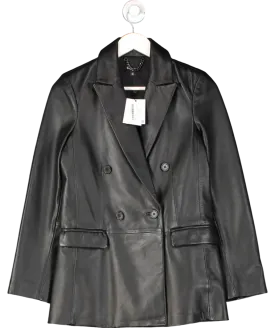 Whistles Black Aliza Waisted Leather Blazer UK 6