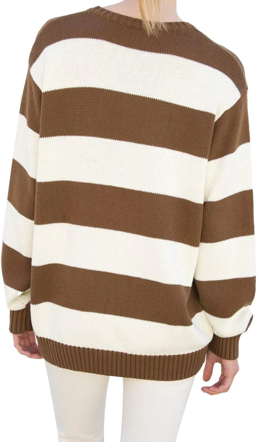 Women 90s Striped Knit Sweater Y2k Long Sleeve Oversized Pullover Sweaters Streetwear Fall Winter Knitwear