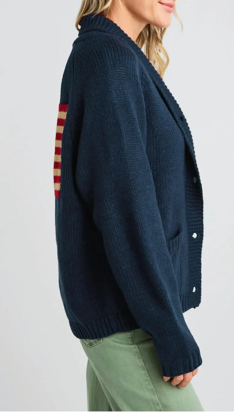 Women American Flag Cardigan Sweaters Patriotic Oversized Long Sleeve Button Down Open Front Cardigans Knitwear