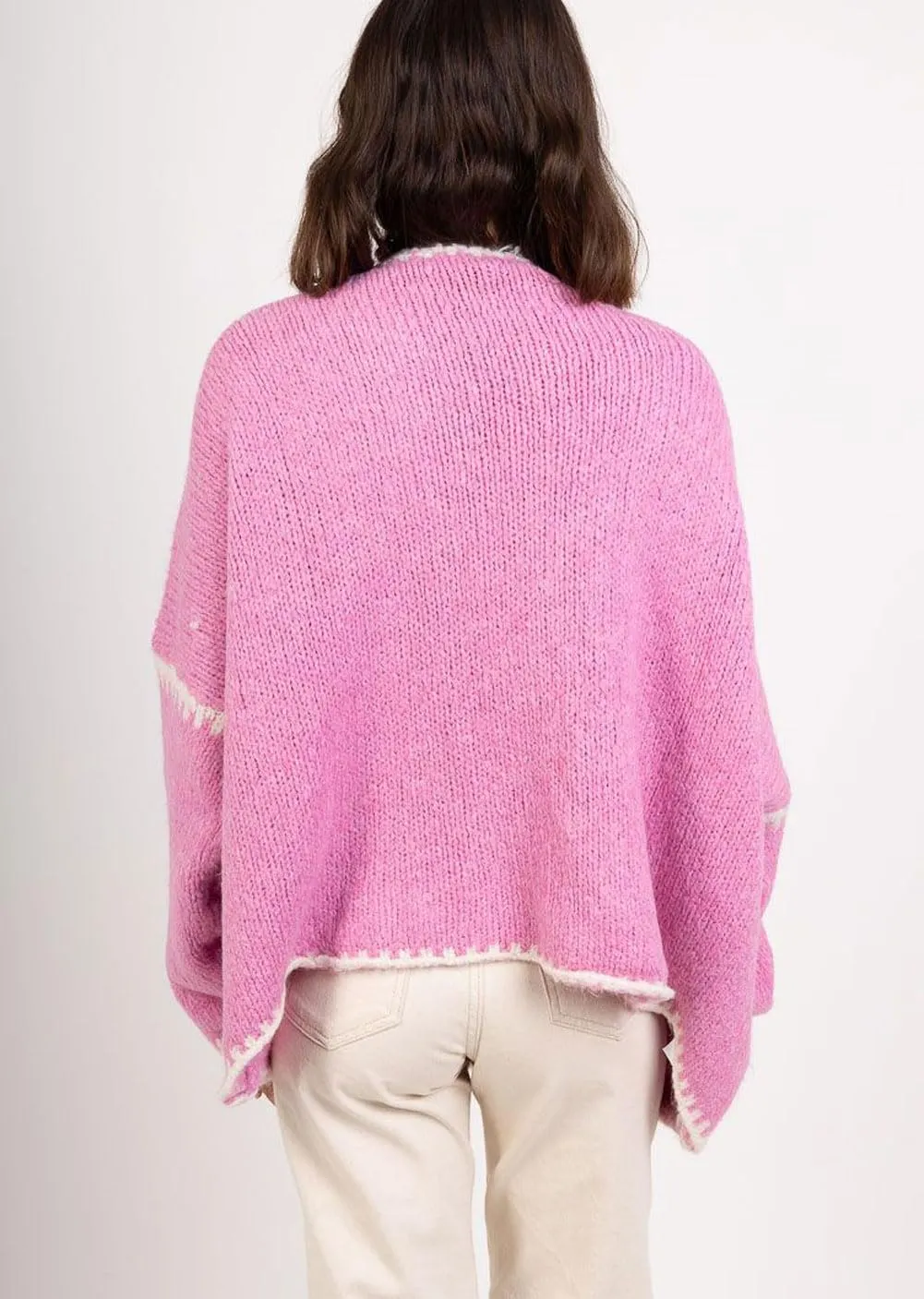 Women Fall Open Front Striped Cardigan Sweater Casual Loose Chunky Knit Coatigan Coat
