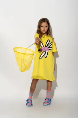 YELLOW DAISY PRINT T-SHIRT DRESS