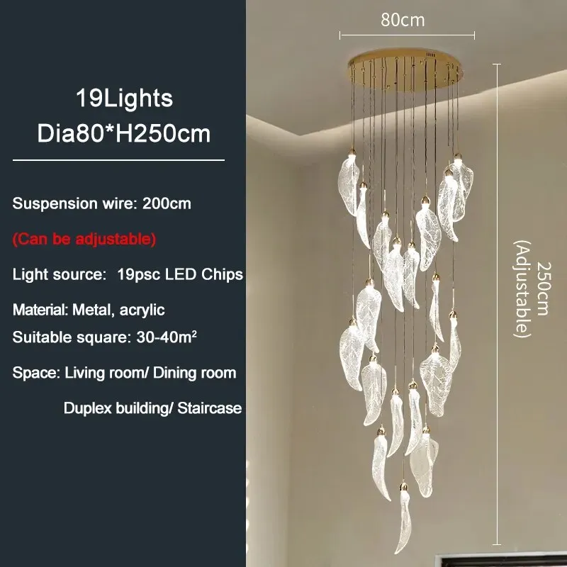YLK Crystal Leaf Modern LED chandelier