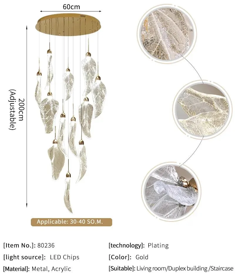 YLK Crystal Leaf Modern LED chandelier