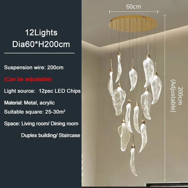 YLK Crystal Leaf Modern LED chandelier