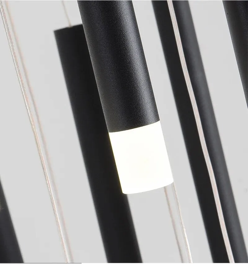 YLK Tube Design Modern LED chandelier long gold/black hanging light fixture