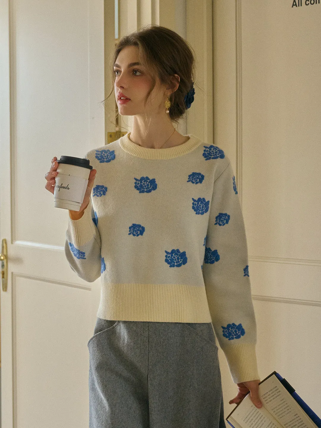 Zayla Rose Rib Crew Neck Fair Isle Sweater